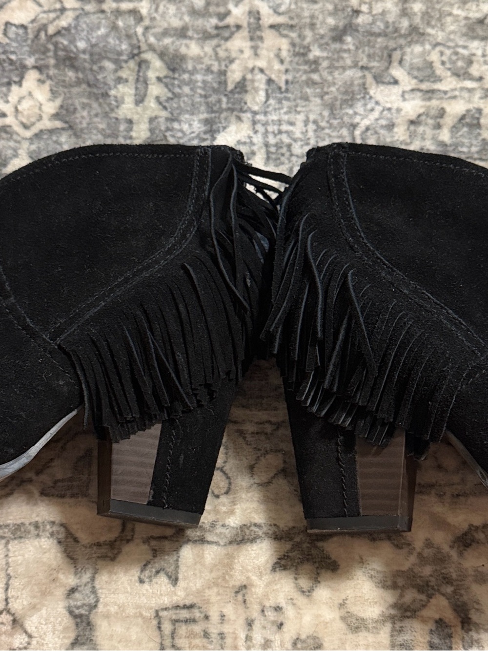 Gianni Bini Black Suede Peep-Toe Ankle Booties